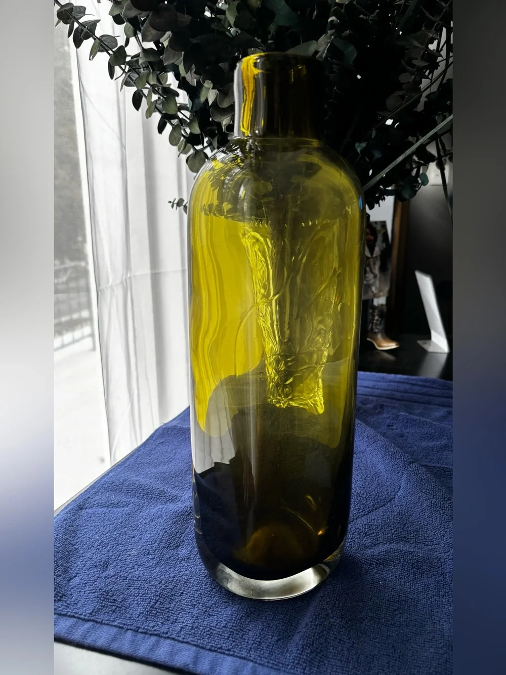 Olive Green Glass Decorative Vase - Home Accents